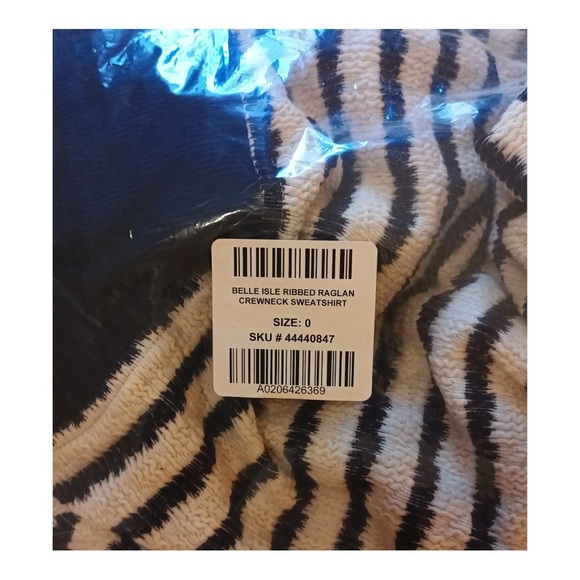 torrid Belle Isle Ribbed Raglan Crewneck Top Navy White Size 0, Lg 12 - Picture 14 of 16